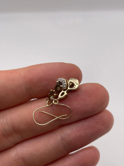 8ct gold quartz and zircon earrings