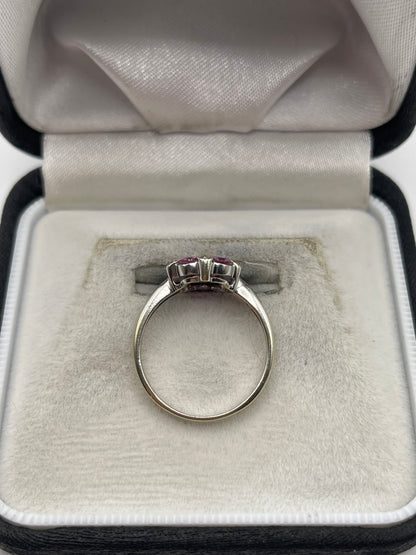 9ct white gold pink sapphire and diamond ring