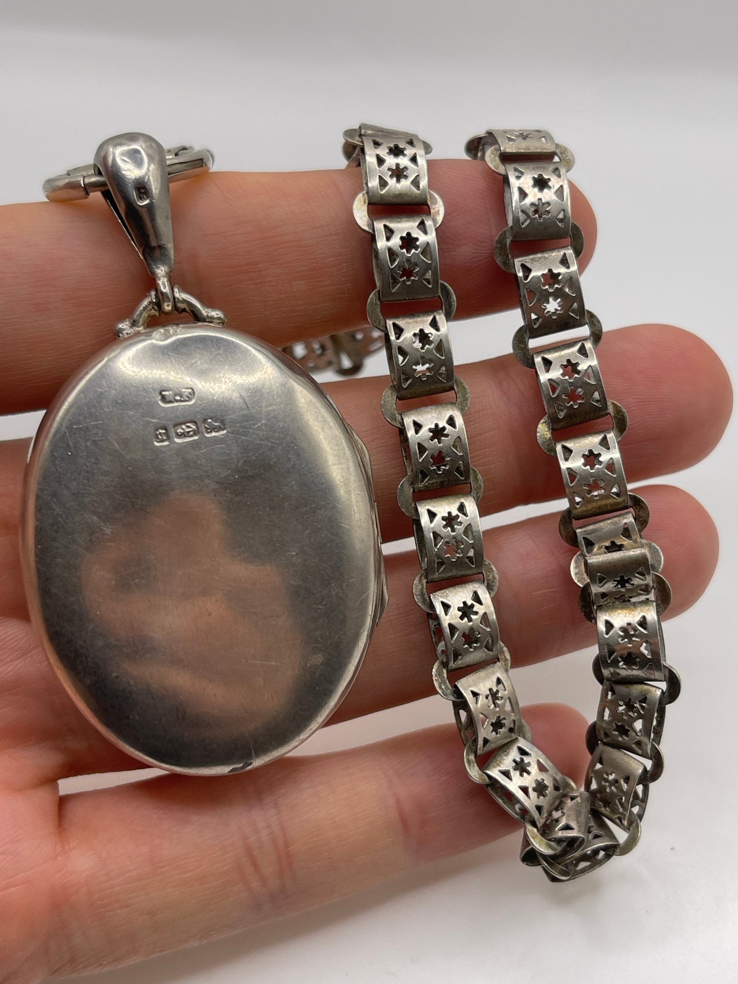 Antique silver locket and collar