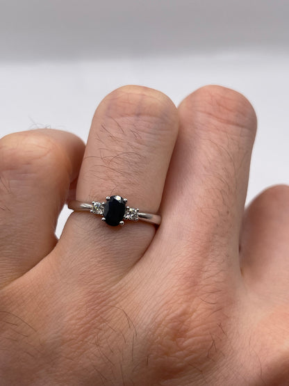9ct white gold sapphire and diamond ring