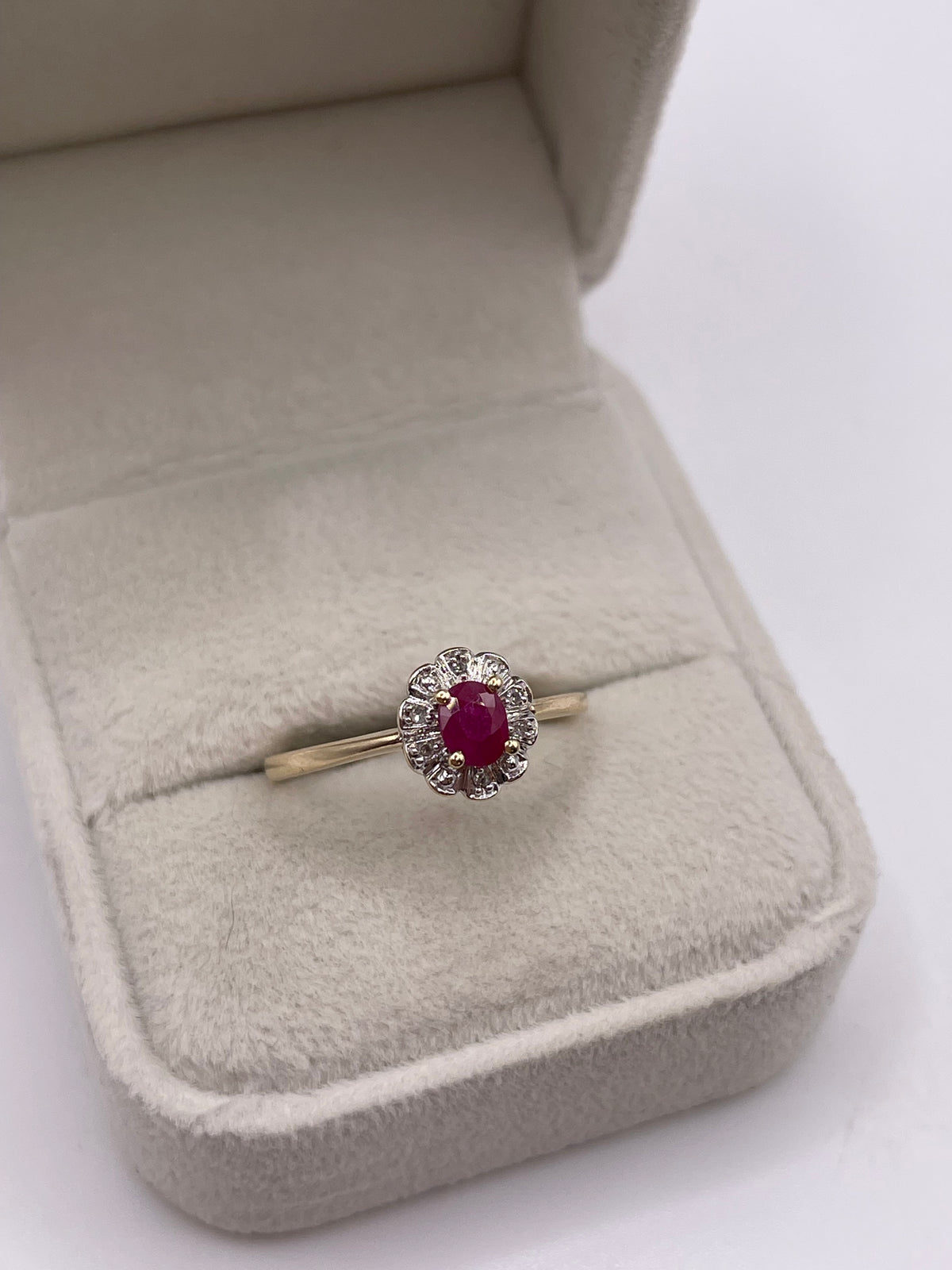 9ct gold ruby and diamond ring