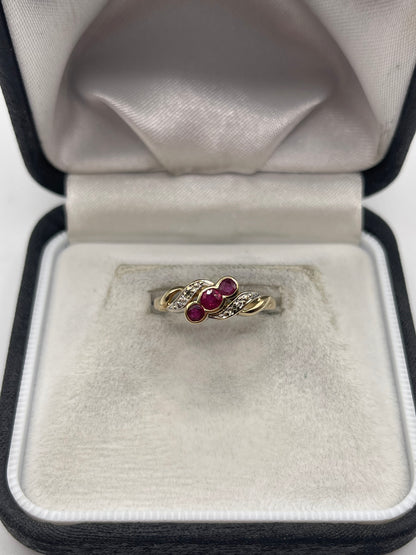 9ct gold ruby and diamond ring