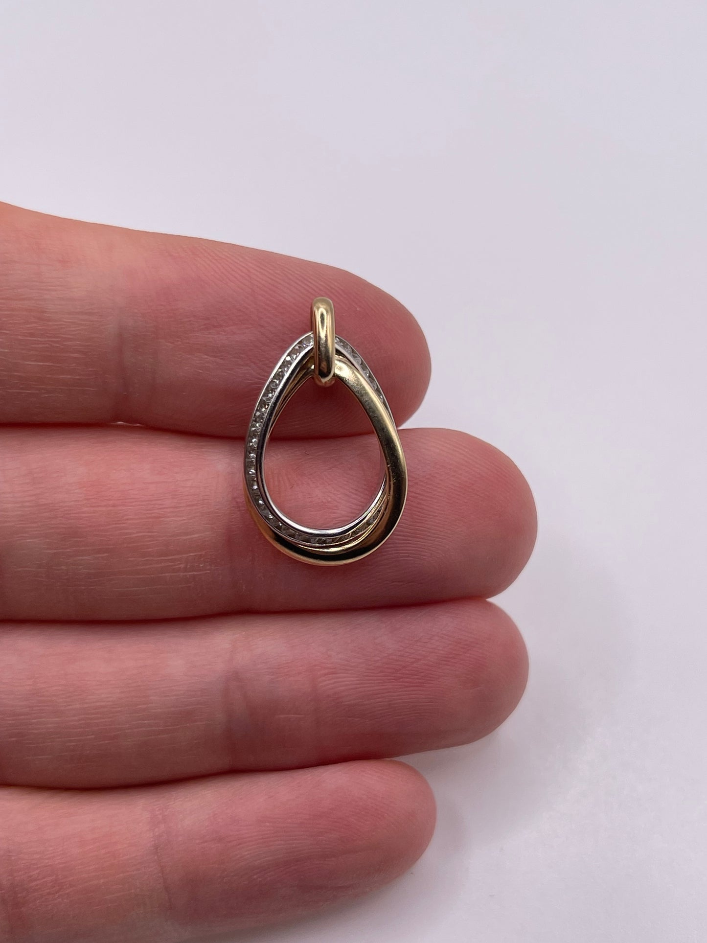9ct two tone gold diamond pendant
