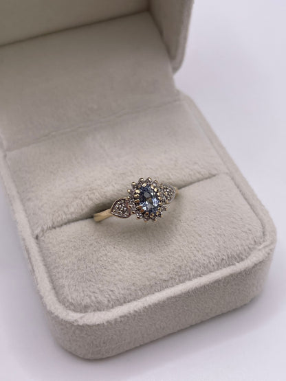 9ct gold sapphire and diamond ring