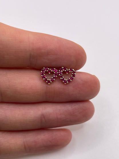 9ct gold ruby heart earrings