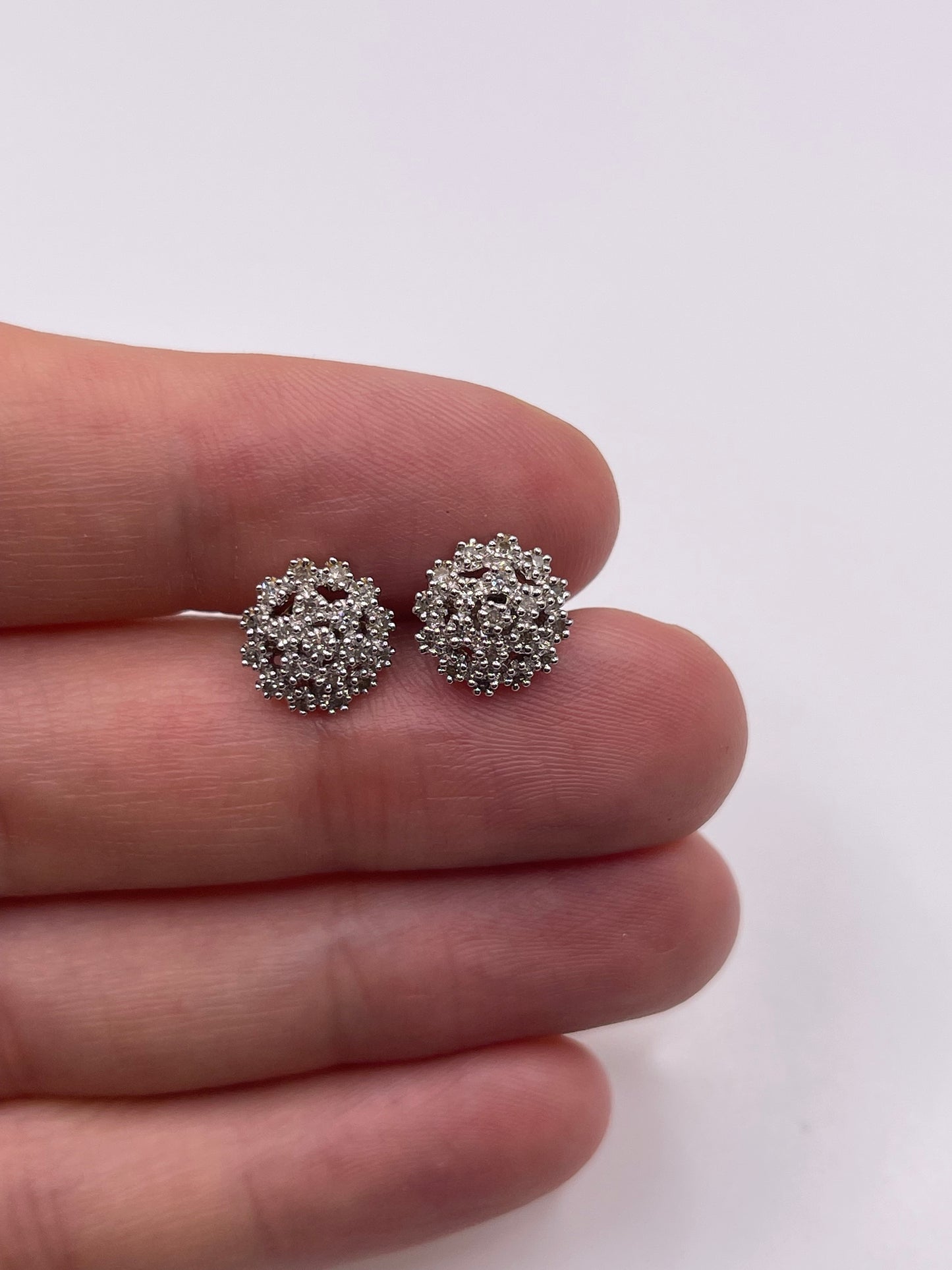9ct gold diamond cluster earrings