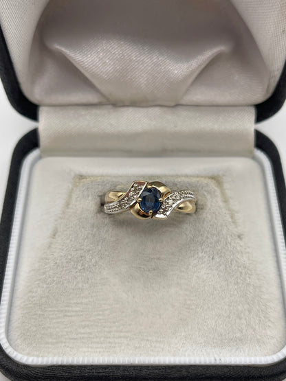 9ct gold sapphire and diamond ring