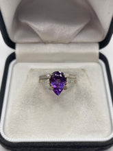 Load image into Gallery viewer, 9ct gold amethyst and diamond ring
