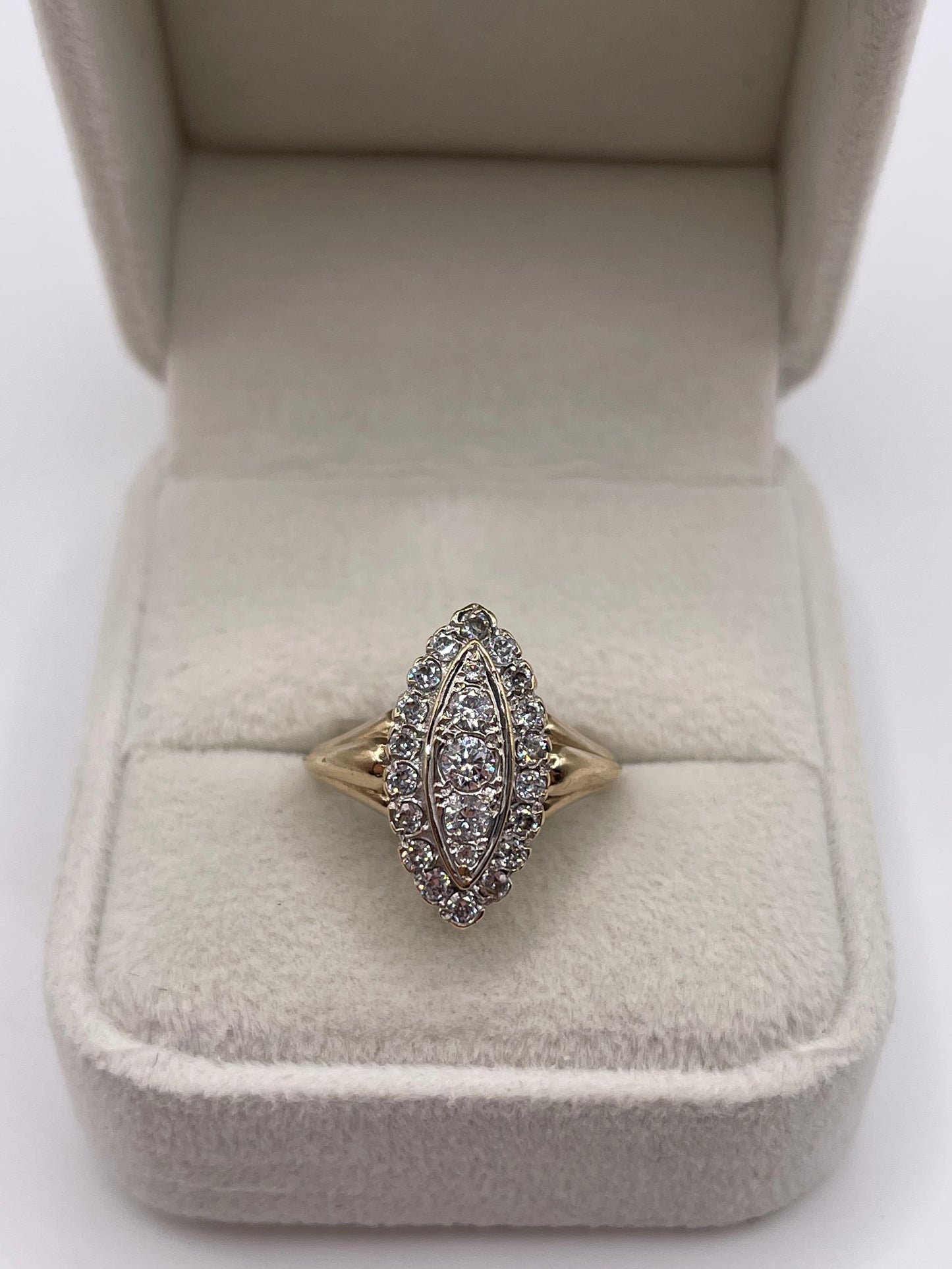 9ct gokd cz navette ring