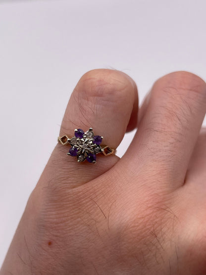 9ct gold amethyst and diamond ring