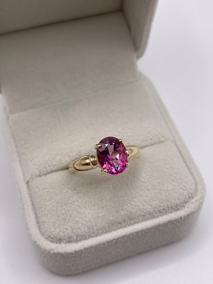 9ct gold pink topaz ring