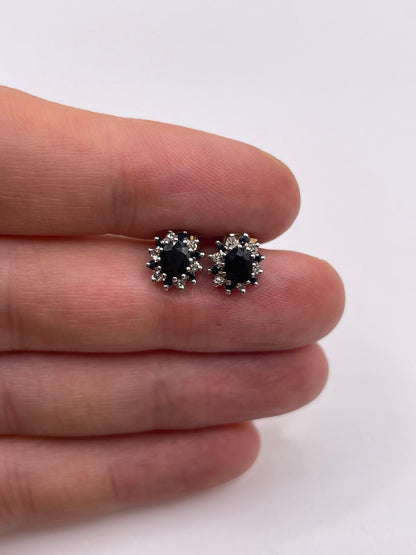 9ct gold sapphire and diamond earrings