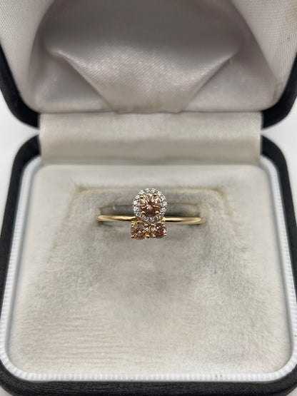 9ct gold morganite and zircon ring