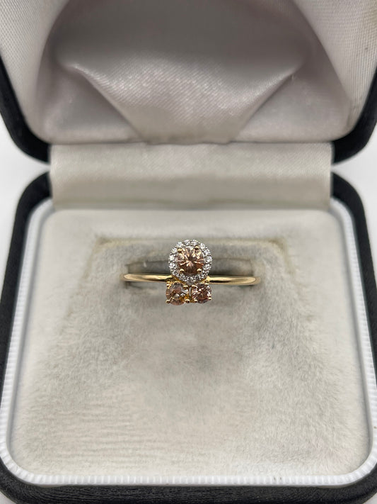 9ct gold morganite and zircon ring