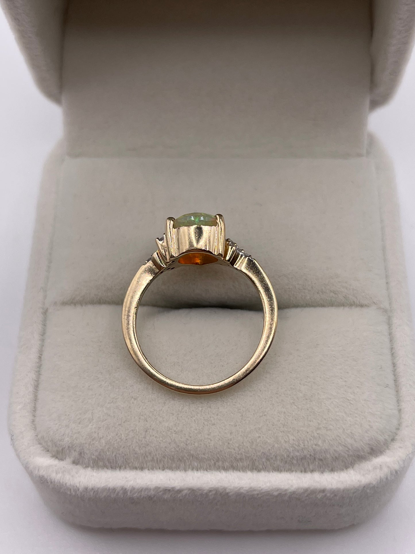 9ct gold opal and zircon ring