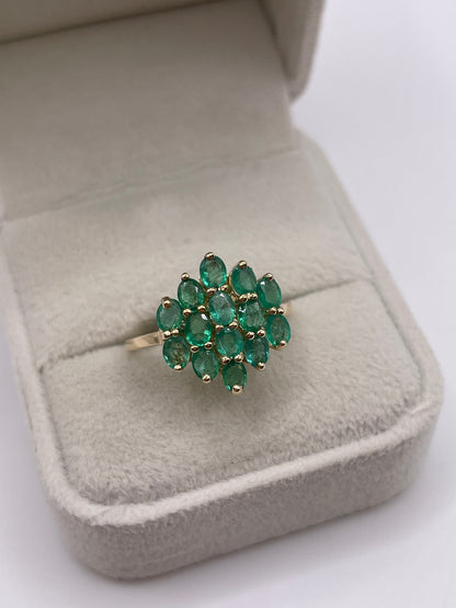 9ct gold emerald cluster ring
