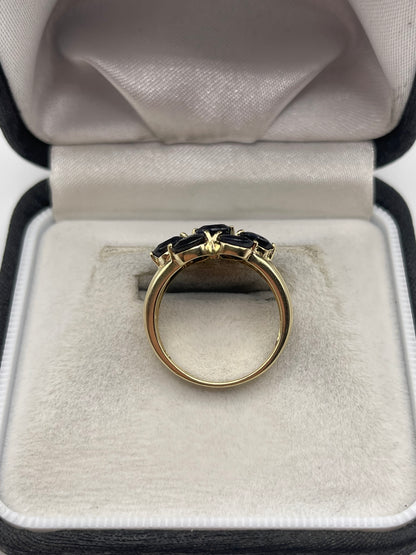 9ct gold sapphire cluster ring