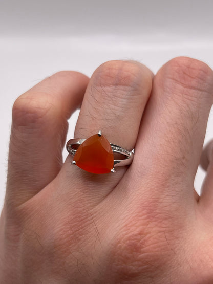 Silver fire opal ring