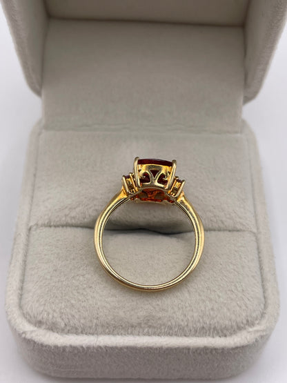 9ct gokd quartz, pink topaz and diamons ring