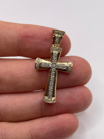 9ct gold diamond cross pendant