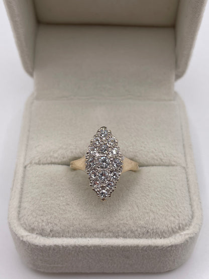 9ct gold cz navette ring