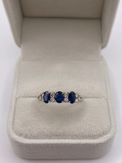 9ct white gold sapphire and diamond ring