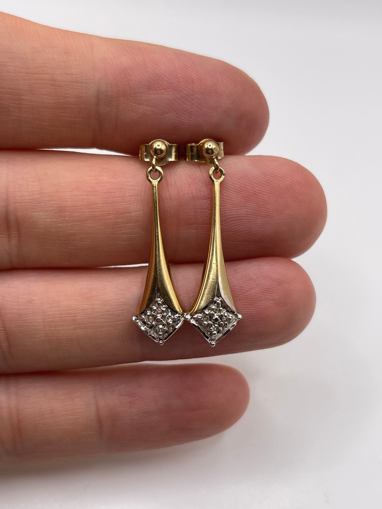 9ct gold diamond earrings