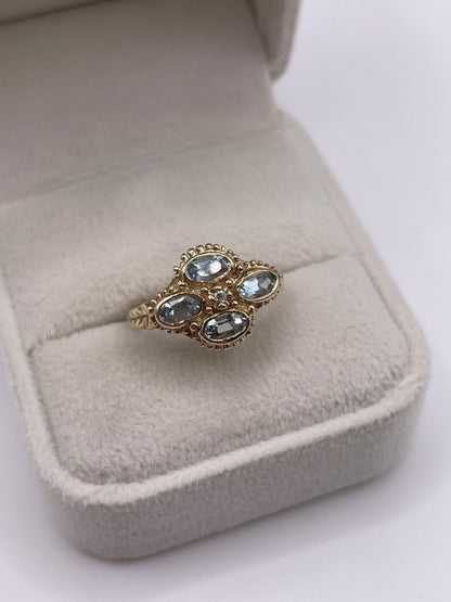 9ct gold aquamarine and diamond ring