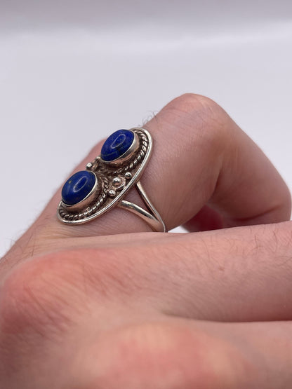 Silver lapis lazuli ring
