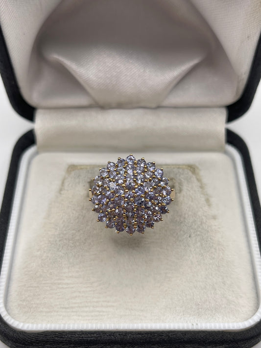 9ct gold tanzanite cluster ring