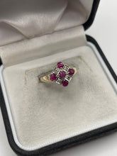 Load image into Gallery viewer, 9ct gold ruby and diamond ring
