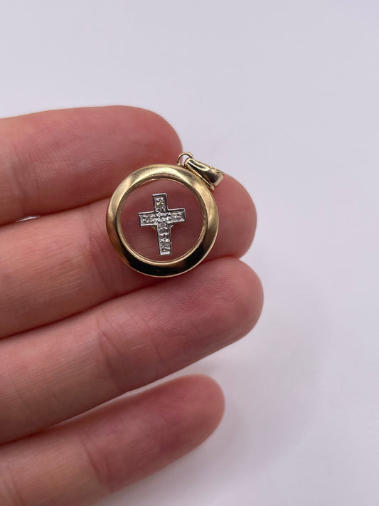9ct gold diamond cross pendant