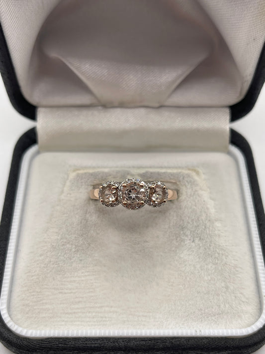 9ct rose gold morganite and diamond ring