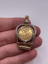 Load image into Gallery viewer, 22ct half sovereign and 9ct gold ruby and diamond royal crown pendant
