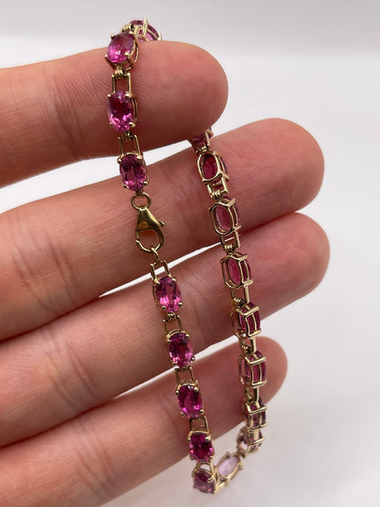 9ct gold pink topaz bracelet