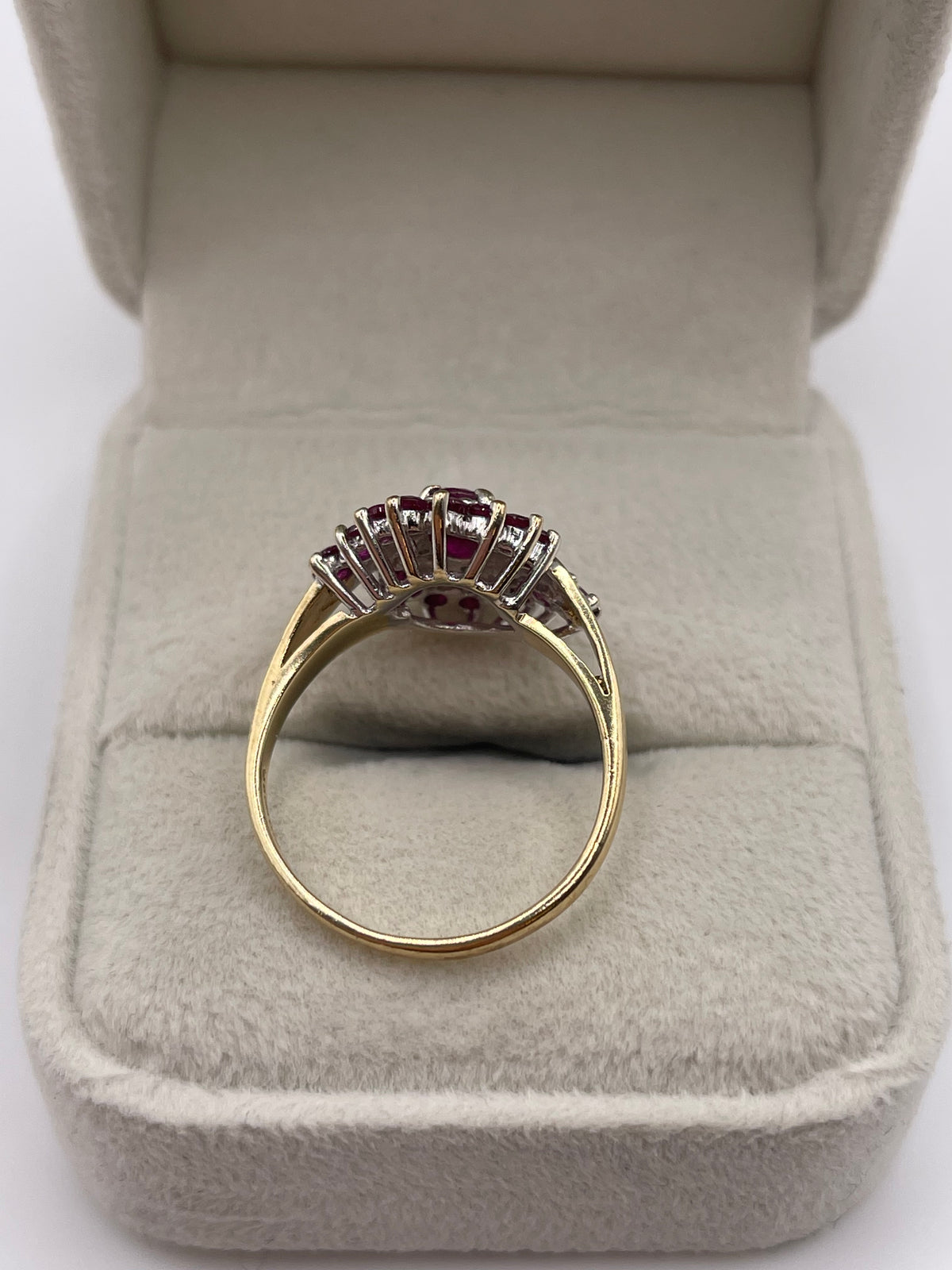 9ct gold ruby and diamond ring