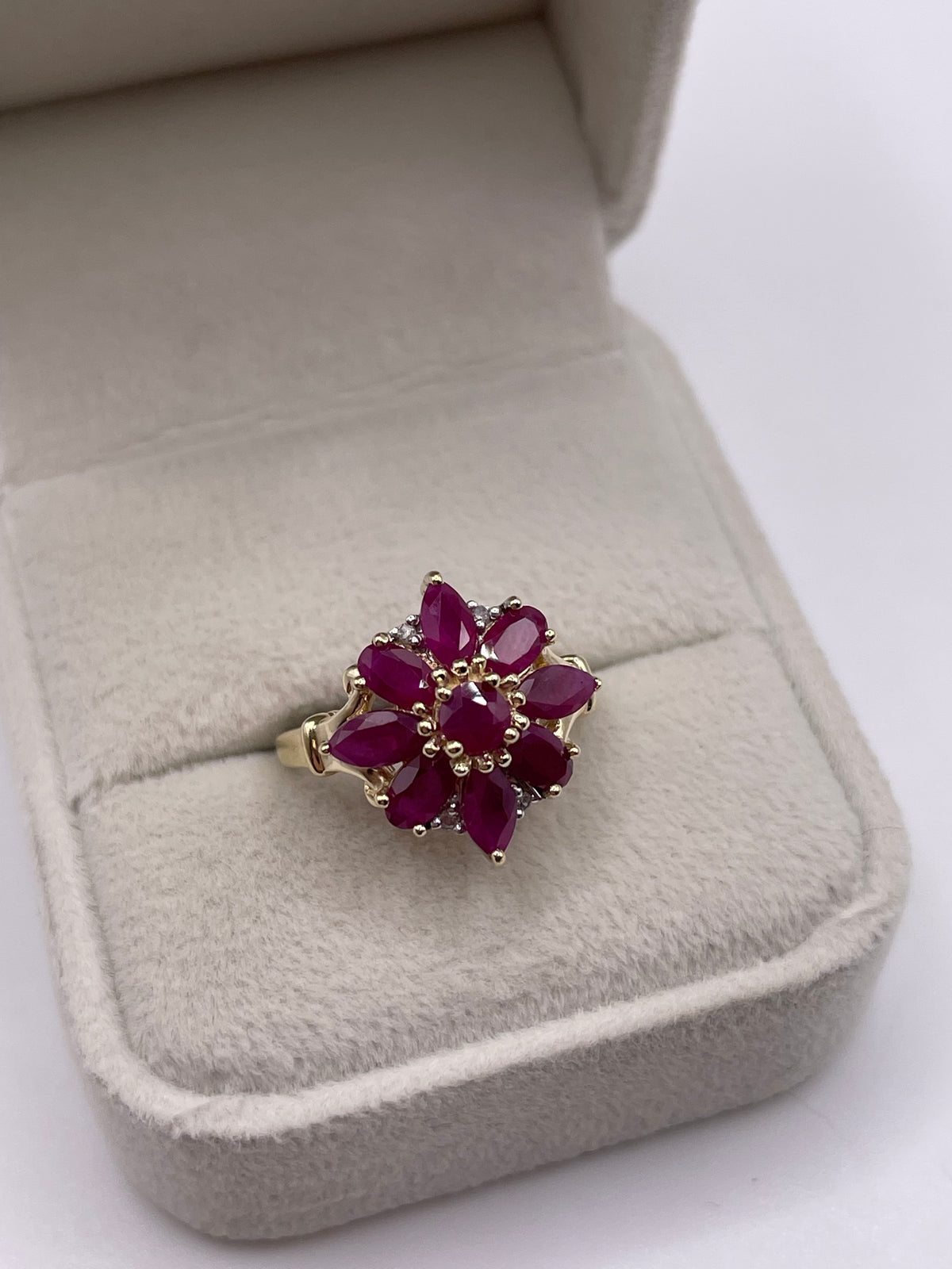 9ct gold ruby and diamond ring