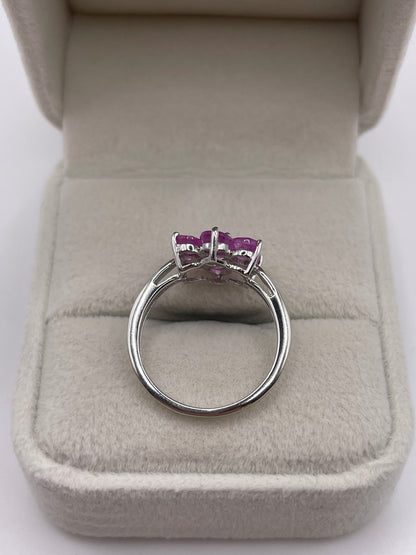 9ct white gold pink sapphire cluster ring