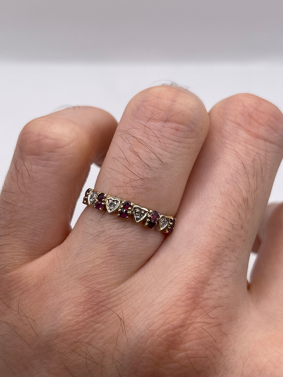 9ct gold ruby and diamond ring