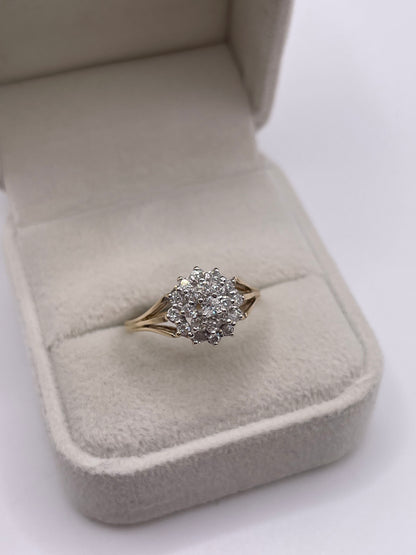 9ct gold diamond cluster ring