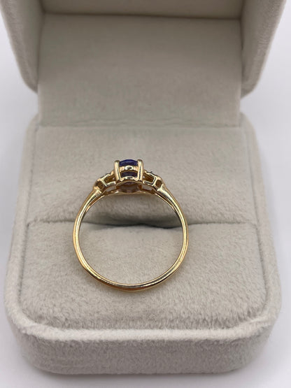 9ct gold tanzanite and diamond ring