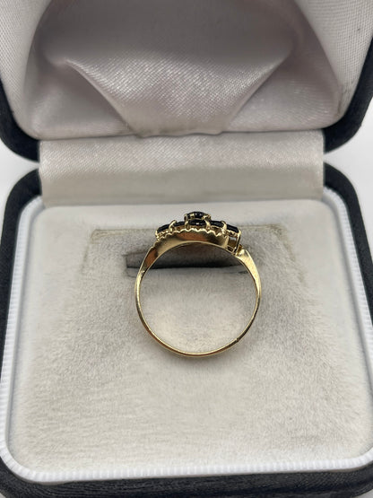 9ct gold sapphire cluster ring
