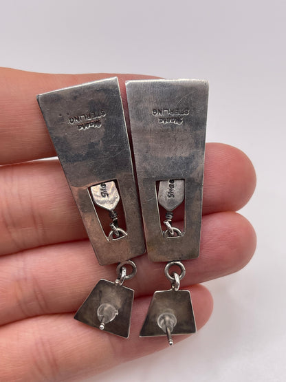 Silver Aztec earrings