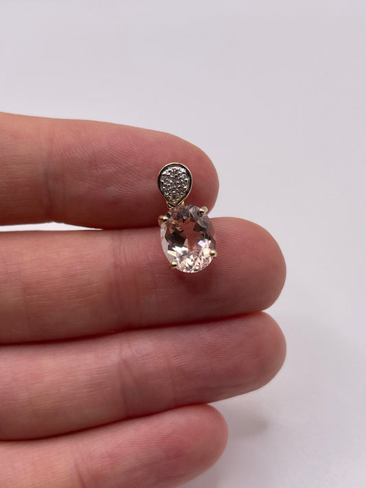 9ct good morganite and diamond pendant