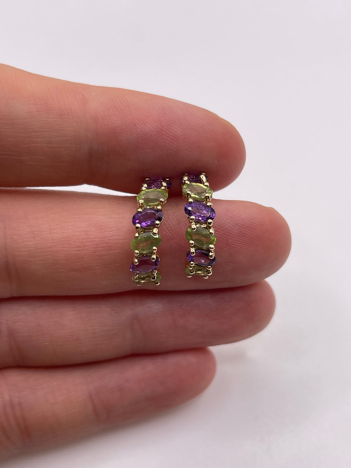 9ct gold amethyst and peridot earrings