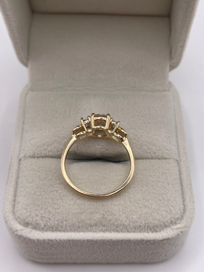 9ct gold pale morganite and zircon ring