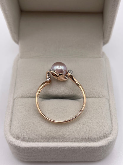 9ct rose gold pearl and diamond ring