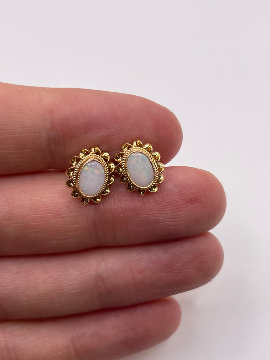 9ct gold opal earrings