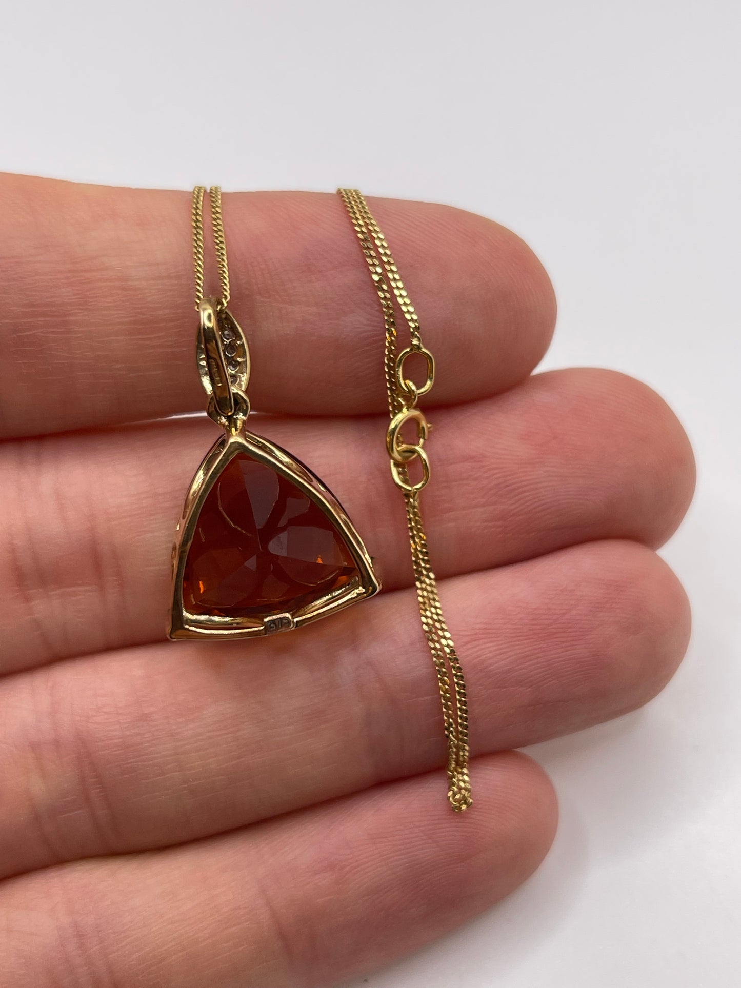 9ct gold citrine and diamond necklace
