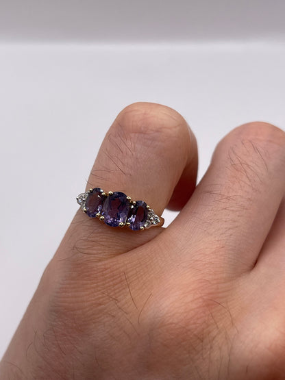 9ct gold iolite and diamond ring